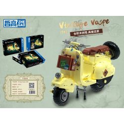 ZHEGAO 00335 non  XE TAY GA VAPE bộ đồ chơi xếp lắp ráp ghép mô hình Motorcycle Motorbike VINTAGE VASPE 1946 Xe Hai Bánh 637 khối
