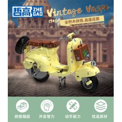 ZHEGAO 00335 non  XE TAY GA VAPE bộ đồ chơi xếp lắp ráp ghép mô hình Motorcycle Motorbike VINTAGE VASPE 1946 Xe Hai Bánh 637 khối