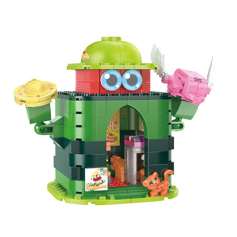 COGO 13809-3 non Lego CỬA HÀNG MŨ DƯA HẤU bộ đồ chơi xếp lắp ráp ghép mô hình Mini Modular FRUIT TREE Đường Phố Thu Nhỏ 270 khối