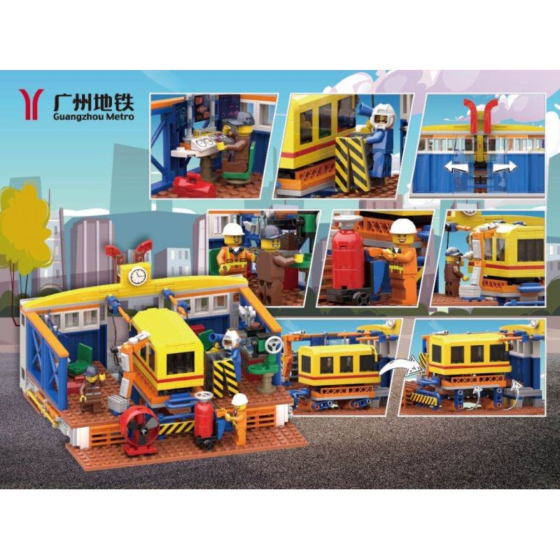 GUANGZHOU METRO TME20205 20205 non  TRẠM BẢO TRÌ TÀU ĐIỆN NGẦM bộ đồ chơi xếp lắp ráp ghép mô hình Trains Tàu Hỏa 456 khối