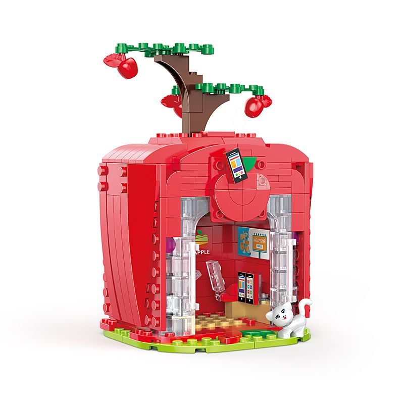 COGO 13809-1 non Lego CỬA HÀNG KỸ THUẬT SỐ APPLE bộ đồ chơi xếp lắp ráp ghép mô hình Mini Modular FRUIT TREE Đường Phố Thu Nhỏ 275 khối