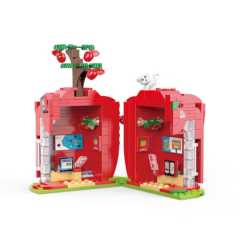 COGO 13809-1 non  CỬA HÀNG KỸ THUẬT SỐ APPLE bộ đồ chơi xếp lắp ráp ghép mô hình Mini Modular FRUIT TREE Đường Phố Thu Nhỏ 275 khối