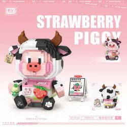 LOZ 8134 non  SỮA LO MÂM XÔI bộ đồ chơi xếp lắp ráp ghép mô hình STRAWBERRY PIGGY 1060 khối