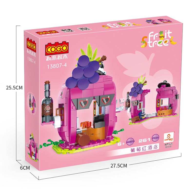 COGO 13807-4 non  RƯỢU VANG KHÁCH SẠN bộ đồ chơi xếp lắp ráp ghép mô hình Mini Modular FRUIT TREE Đường Phố Thu Nhỏ 261 khối