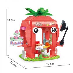 COGO 13807-3 non  CỬA HÀNG BÁNH DÂU TÂY bộ đồ chơi xếp lắp ráp ghép mô hình Mini Modular FRUIT TREE Đường Phố Thu Nhỏ 269 khối