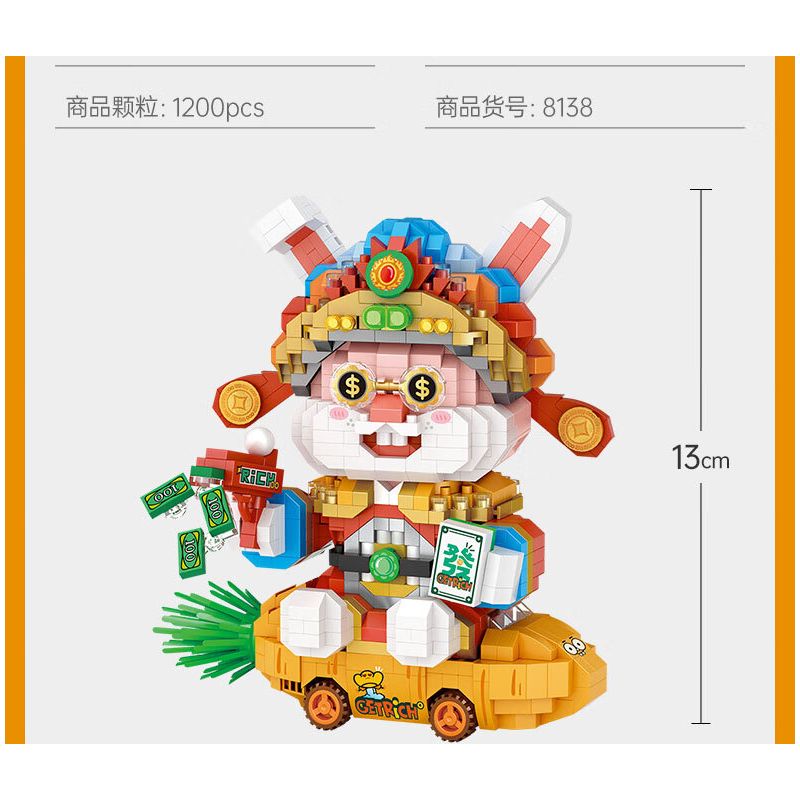 LOZ 8138 non  THỎ TIỀN bộ đồ chơi xếp lắp ráp ghép mô hình 1200 khối