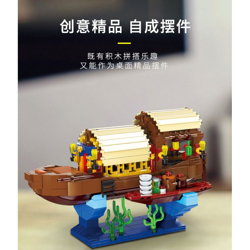 XINGBAO XB-18013 18013 XB18013 non  THUYỀN HOA CỔ ĐẠI TRUNG QUỐC bộ đồ chơi xếp lắp ráp ghép mô hình ANCIENT CHINESE BOAT 560 khối