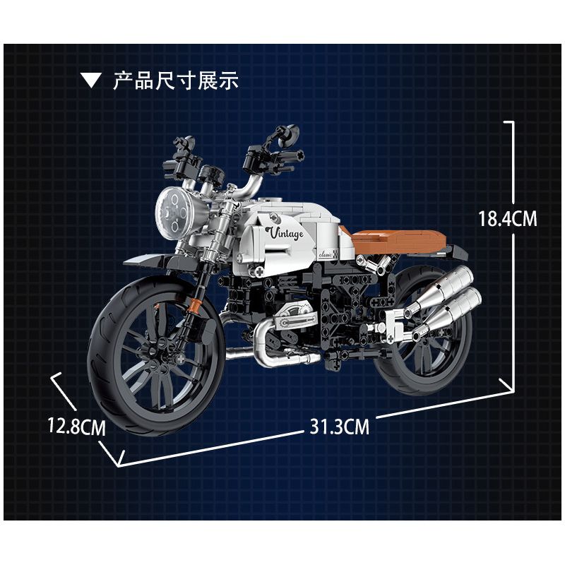 COGO 15803C non  XE MÁY CỔ ĐIỂN bộ đồ chơi xếp lắp ráp ghép mô hình  TECH-STORM Kỹ Thuật Công Nghệ Cao Mô Hình Phương Tiện 631 khối