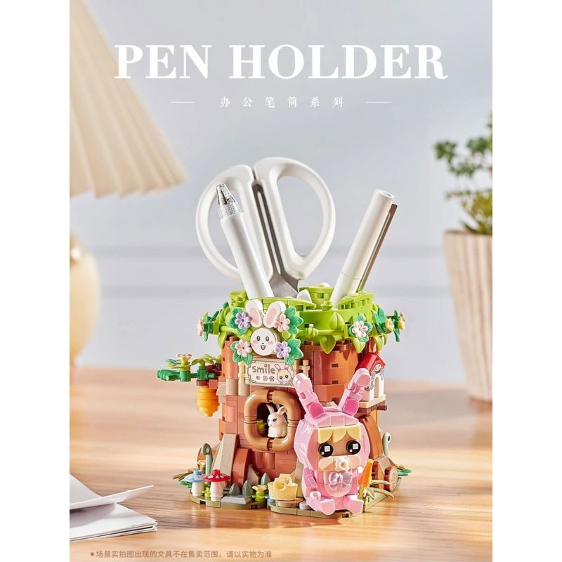 LOZ 1242 non  HỘP ĐỰNG BÚT THÂN CÂY bộ đồ chơi xếp lắp ráp ghép mô hình PEN HOLDER 617 khối