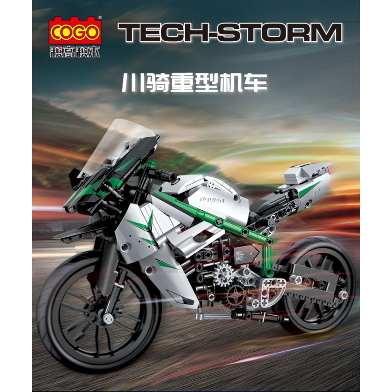 COGO 15803B non  ĐẦU MÁY HẠNG NẶNG KAWASAKI bộ đồ chơi xếp lắp ráp ghép mô hình  TECH-STORM Kỹ Thuật Công Nghệ Cao Mô Hình Phương Tiện 630 khối