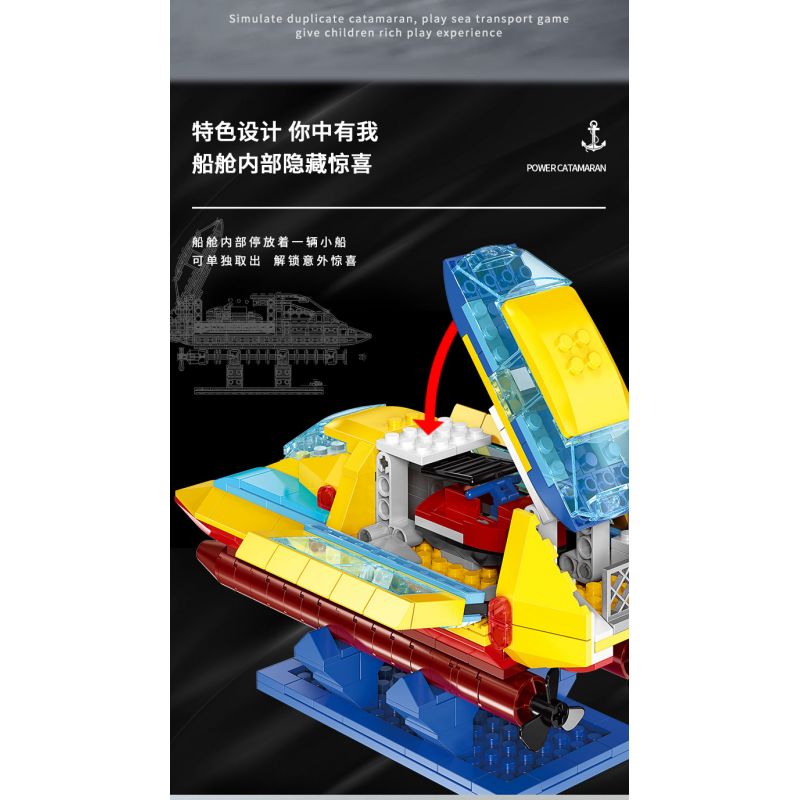 XINGBAO XB-18012 18012 XB18012 non  CATAMARAN ĐIỆN bộ đồ chơi xếp lắp ráp ghép mô hình POWER CATAMARAN 327 khối