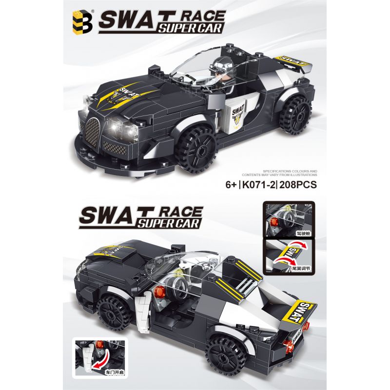 B BRAND K071-2 071-2 non  XE CẢNH SÁT DUBAI bộ đồ chơi xếp lắp ráp ghép mô hình Speed Champions Racing Cars Đua Xe Công Thức 208 khối