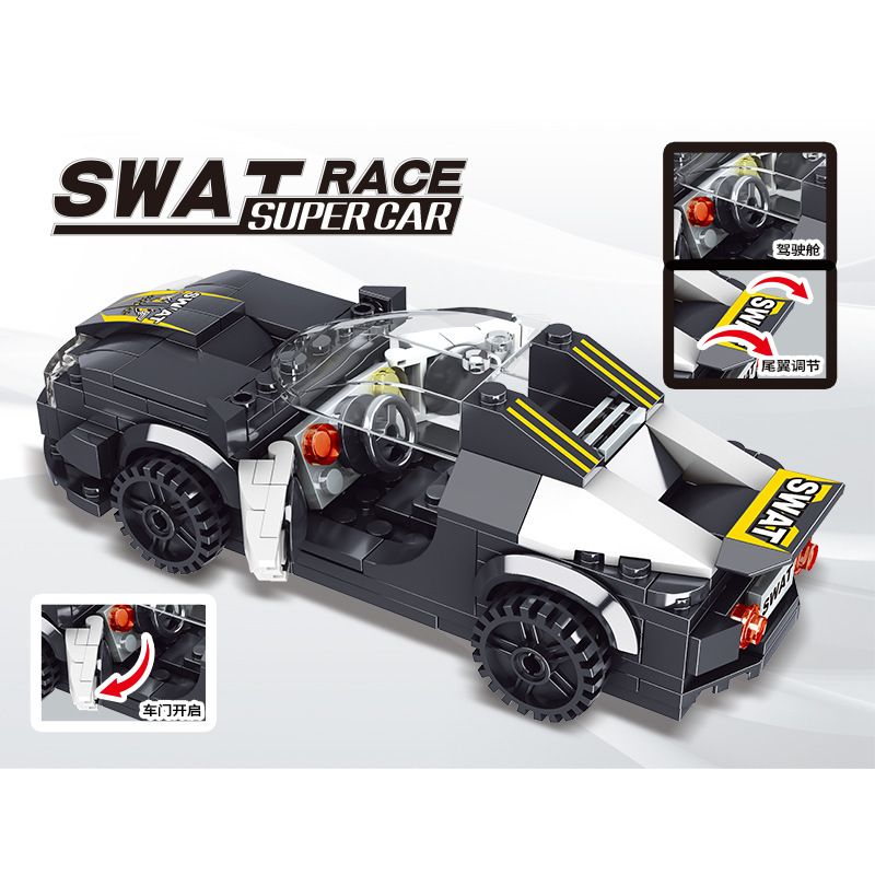 B BRAND K071-2 071-2 non  XE CẢNH SÁT DUBAI bộ đồ chơi xếp lắp ráp ghép mô hình Speed Champions Racing Cars Đua Xe Công Thức 208 khối