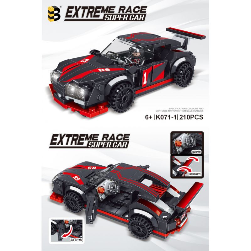 B BRAND K071-1 071-1 non  RS RACING. bộ đồ chơi xếp lắp ráp ghép mô hình Speed Champions Racing Cars Đua Xe Công Thức 210 khối