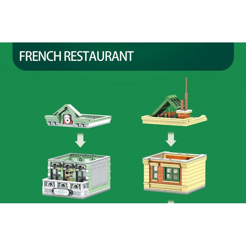 MouldKing 16023 Mould King 16023 non  NHÀ HÀNG PHÁP bộ đồ chơi xếp lắp ráp ghép mô hình Modular Buildings FRENCH RESTAURANT Mô Hình Nhà Cửa 3096 khối