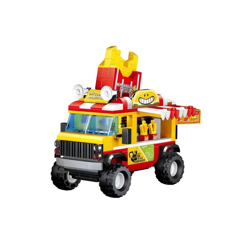 ACHKO 50054 non Lego HAMBURGER FRIES. bộ đồ chơi xếp lắp ráp ghép mô hình HAMBURGER FRIES CART 374 khối