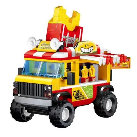 ACHKO 50054 non  HAMBURGER FRIES. bộ đồ chơi xếp lắp ráp ghép mô hình HAMBURGER FRIES CART 374 khối