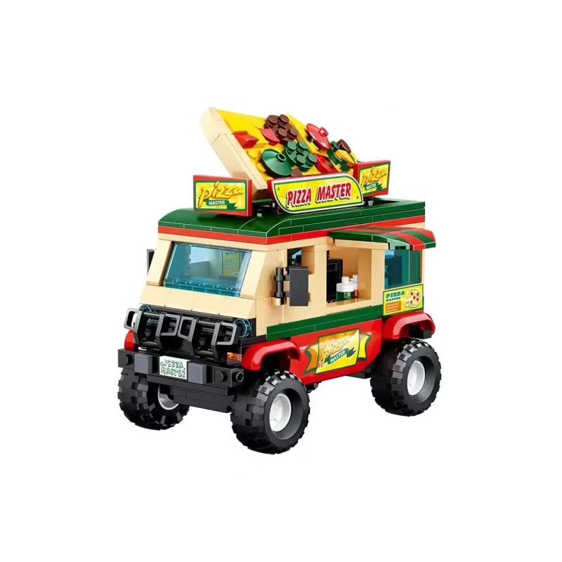ACHKO 50053 non Lego PIZZA CAR. bộ đồ chơi xếp lắp ráp ghép mô hình PIZZA CART 362 khối