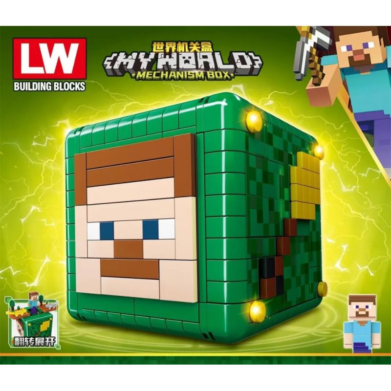LW 423 non  HỘP THẾ GIỚI bộ đồ chơi xếp lắp ráp ghép mô hình Minecraft MY WORLD Game Xây Dựng 722 khối
