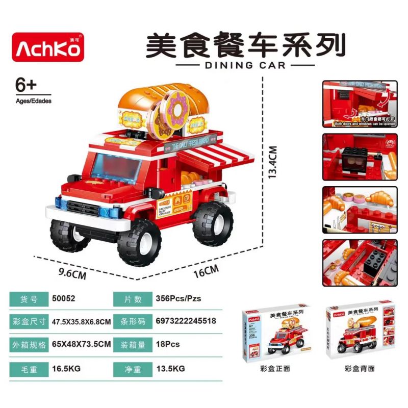 ACHKO 50052 non  VAN. bộ đồ chơi xếp lắp ráp ghép mô hình BREAD CART 356 khối