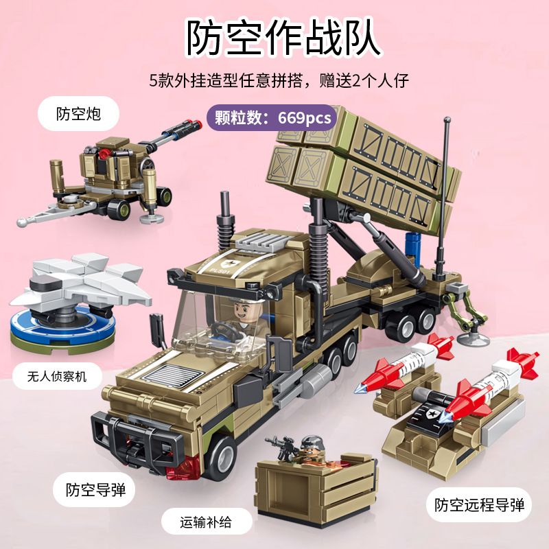 PanlosBrick 659008 Panlos Brick 659008 non  ĐỘI PHÒNG KHÔNG bộ đồ chơi xếp lắp ráp ghép mô hình 669 khối
