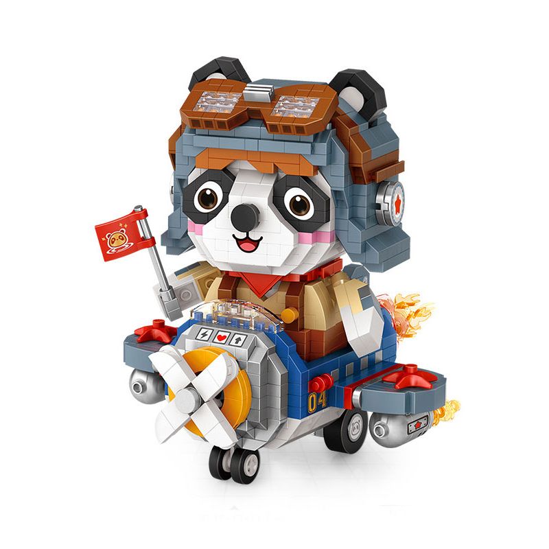 LOZ 8121 non Lego PHI CÔNG GẤU TRÚC bộ đồ chơi xếp lắp ráp ghép mô hình AVIATOR PANDA 1100 khối