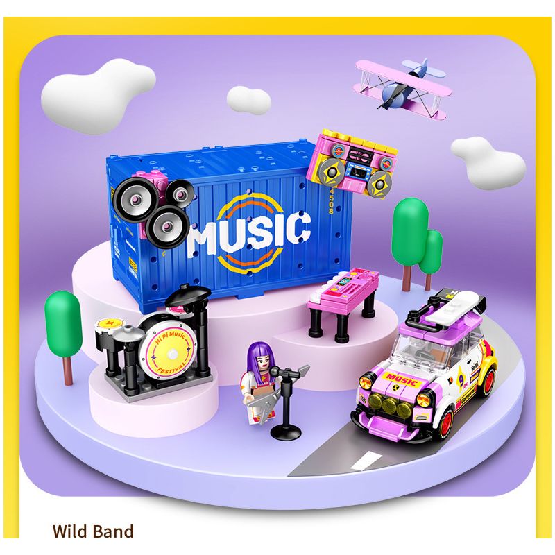 SEMBO WEKKI VIGGI 714510 non  THẾ GIỚI XE SANG LỄ HỘI BÊN BỜ BIỂN bộ đồ chơi xếp lắp ráp ghép mô hình Speed Champions Racing Cars CARNIVAL BY THE SEA Đua Xe Công Thức 269 khối