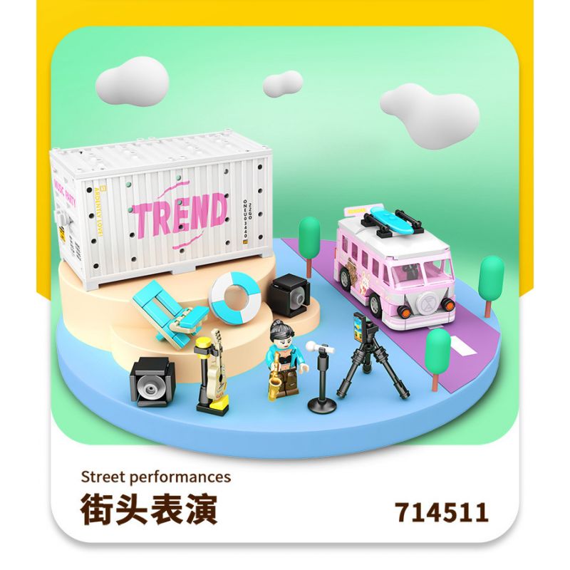 SEMBO WEKKI VIGGI 714510 non  THẾ GIỚI XE SANG LỄ HỘI BÊN BỜ BIỂN bộ đồ chơi xếp lắp ráp ghép mô hình Speed Champions Racing Cars CARNIVAL BY THE SEA Đua Xe Công Thức 269 khối