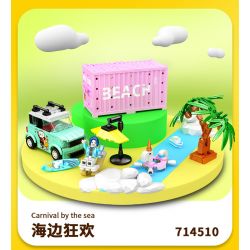 SEMBO WEKKI VIGGI 714510 non  THẾ GIỚI XE SANG LỄ HỘI BÊN BỜ BIỂN bộ đồ chơi xếp lắp ráp ghép mô hình Speed Champions Racing Cars CARNIVAL BY THE SEA Đua Xe Công Thức 269 khối