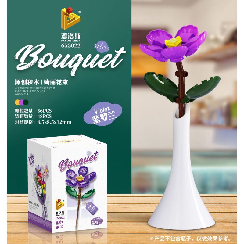 PanlosBrick 655022 Panlos Brick 655022 non Lego HOA VIOLET bộ đồ chơi xếp lắp ráp ghép mô hình BOUGHT VIOLET 56 khối