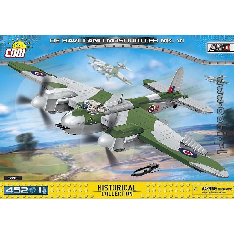 COBI CHARACTER BUILDING 5718 non Lego MÁY BAY NÉM BOM MOSQUITO FB MK.VI CỦA ANH bộ đồ chơi xếp lắp ráp ghép mô hình Military Army DE HAVILLAND MOSQUITO FB MK.VI Quân Sự Bộ Đội 452 khối