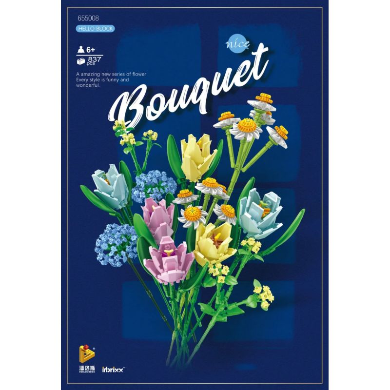 PanlosBrick 655008 Panlos Brick 655008 non  BÓ HOA bộ đồ chơi xếp lắp ráp ghép mô hình Flowers BOUQUET 837 khối