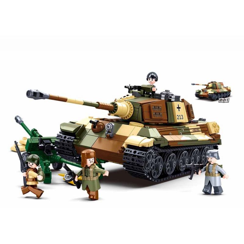 SLUBAN M38-B0980 B0980 0980 M38B0980 38-B0980 non Lego XE TĂNG HẠNG NẶNG TIGER KING JAIL bộ đồ chơi xếp lắp ráp ghép mô hình THE KING TIGER HEAVEY TANK 930 khối