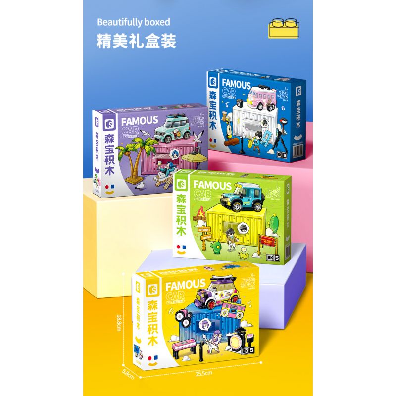 SEMBO WEKKI VIGGI 714509 non  THẾ GIỚI XE SANG BỮA TIỆC LỬA TRẠI bộ đồ chơi xếp lắp ráp ghép mô hình Speed Champions Racing Cars BONFIRE PARTY Đua Xe Công Thức 275 khối