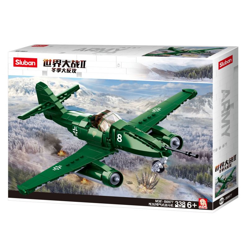 SLUBAN M38-B0977 B0977 0977 M38B0977 38-B0977 non  MÁY BAY PHẢN LỰC ME262 bộ đồ chơi xếp lắp ráp ghép mô hình 338 khối