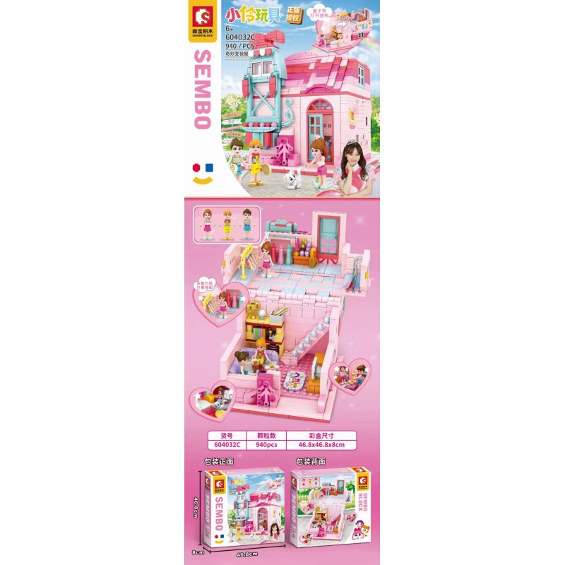SEMBO 604032C non  NHÀ BIẾN TUYỆT VỜI bộ đồ chơi xếp lắp ráp ghép mô hình  Các Bạn Gái 940 khối