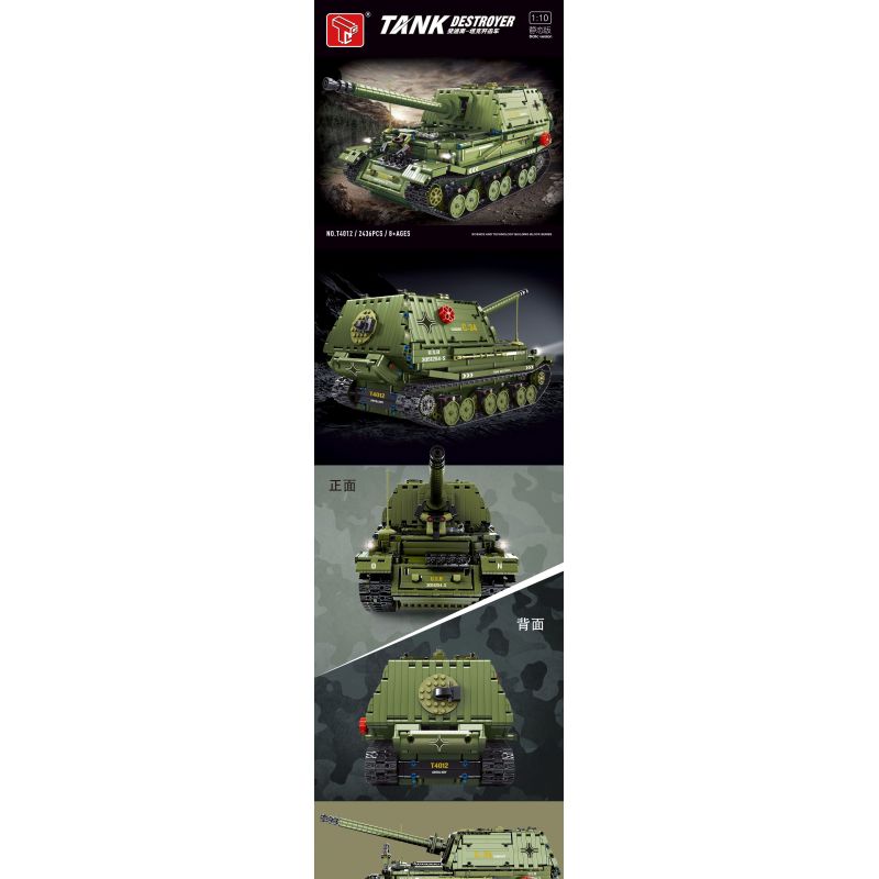 TA GAOLE T4012 4012 non  PHÁO CHỐNG TĂNG FERDINAND tỷ lệ 1:10 bộ đồ chơi xếp lắp ráp ghép mô hình Military Army DESTROYER TANK Quân Sự Bộ Đội 2436 khối
