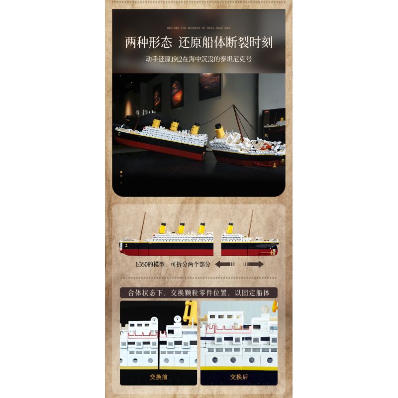 SLUBAN M38-B1122 B1122 1122 M38B1122 38-B1122 non  TITANIC 1:350 tỷ lệ 1:350 bộ đồ chơi xếp lắp ráp ghép mô hình Creator Expert Chuyên Gia Sáng Tạo 2401 khối