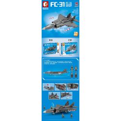 SEMBO 202150 non  MÁY BAY CHIẾN ĐẤU FC-31 bộ đồ chơi xếp lắp ráp ghép mô hình Military Army FC-31 FIGHTER AIRCRAFT Quân Sự Bộ Đội 980 khối