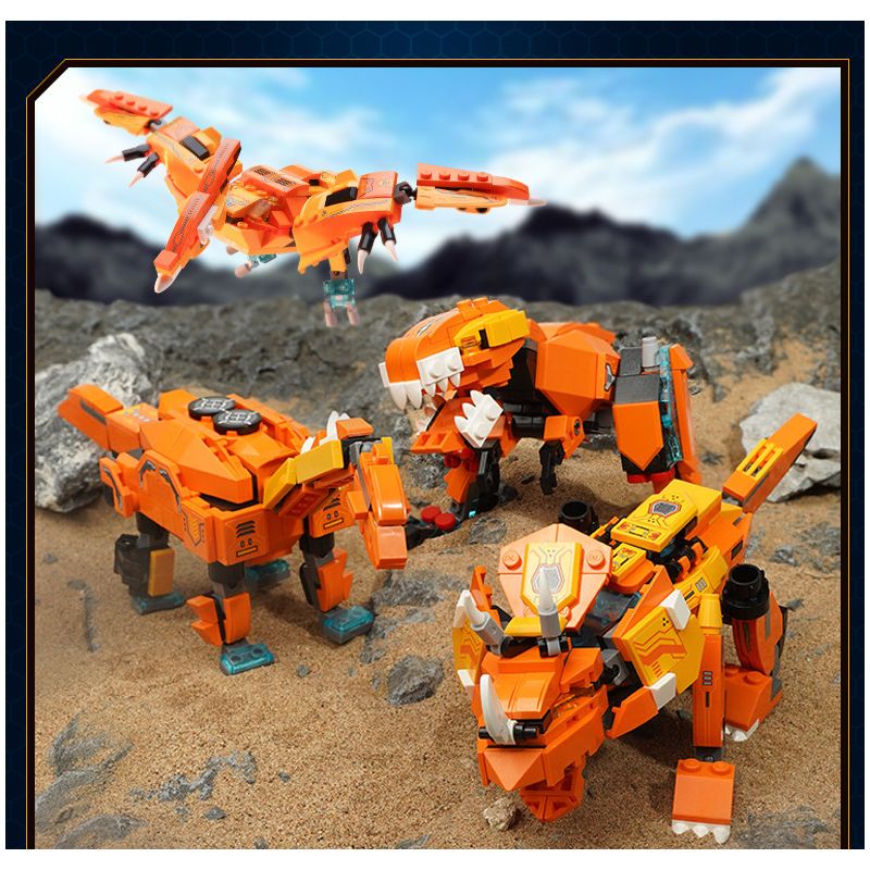 Enlighten 41311 Qman 41311 non  CỖ XE KHỦNG LONG BẠO CHÚA TẤN CÔNG ĐẶC BIỆT bộ đồ chơi xếp lắp ráp ghép mô hình Transformers Robot Đại Chiến Người Máy Biến Hình 988 khối