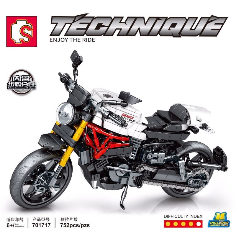 SEMBO 701717 non  QUÁI VẬT DUCATI bộ đồ chơi xếp lắp ráp ghép mô hình  DUCATI MONSTER Kỹ Thuật Công Nghệ Cao Mô Hình Phương Tiện 752 khối