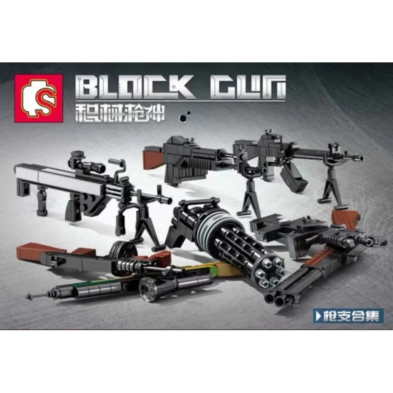 SEMBO 702031 702032 702033 702034 702035 702036 702037 702038 non  GUNSLINGER 8 MÔ HÌNH bộ đồ chơi xếp lắp ráp ghép mô hình BLOCK GUN Súng 45 khối