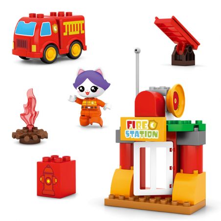 SEMBO 690102 non  TRẠM CỨU HỎA THÀNH PHỐ HÀI HƯỚC CỦA XIAOLING bộ đồ chơi xếp lắp ráp ghép mô hình City