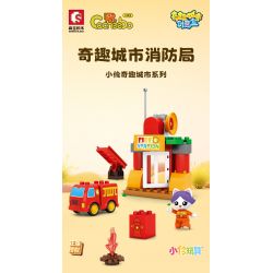SEMBO 690102 non  TRẠM CỨU HỎA THÀNH PHỐ HÀI HƯỚC CỦA XIAOLING bộ đồ chơi xếp lắp ráp ghép mô hình City