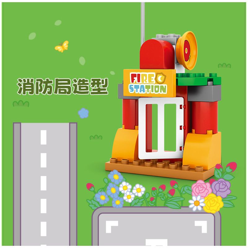 SEMBO 690102 non  TRẠM CỨU HỎA THÀNH PHỐ HÀI HƯỚC CỦA XIAOLING bộ đồ chơi xếp lắp ráp ghép mô hình City