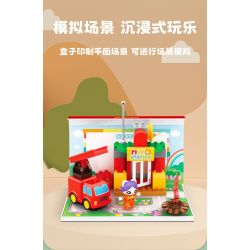 SEMBO 690102 non  TRẠM CỨU HỎA THÀNH PHỐ HÀI HƯỚC CỦA XIAOLING bộ đồ chơi xếp lắp ráp ghép mô hình City