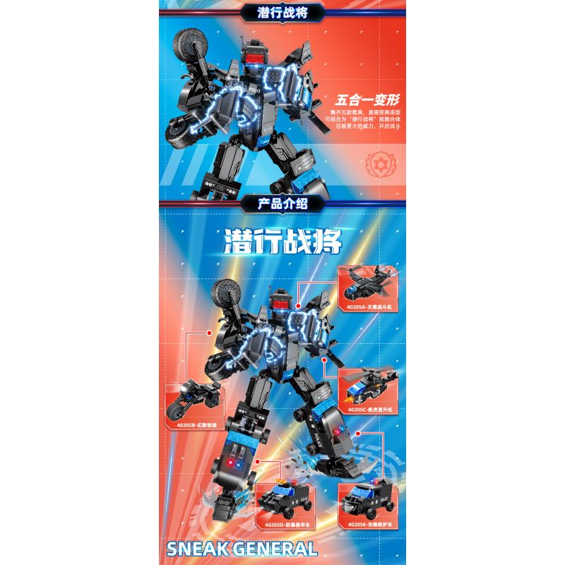 GUDI 40205 non  ĐỘI SIÊU TÍCH LŨY CHIẾN BINH TÀNG HÌNH 5 KẾT HỢP bộ đồ chơi xếp lắp ráp ghép mô hình Transformers SUPER SENTAI SNEAK GENERAL Robot Đại Chiến Người Máy Biến Hình 385 khối GUDI 40205 non  ĐỘI SIÊU TÍCH LŨY CHIẾN BINH TÀNG HÌNH 5 KẾT HỢP bộ đồ chơi xếp lắp ráp ghép mô hình Transformers SUPER SENTAI SNEAK GENERAL Robot Đại Chiến Người Máy Biến Hình 385 khối