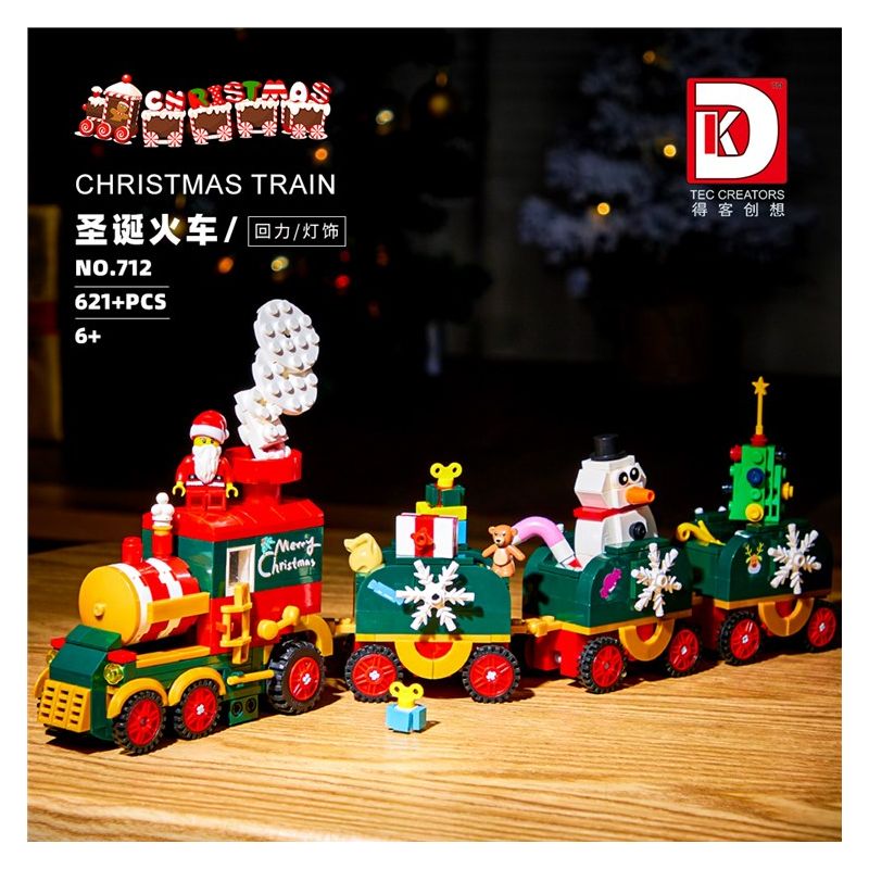 DK 712 non  TÀU GIÁNG SINH bộ đồ chơi xếp lắp ráp ghép mô hình Christmas 621 khối