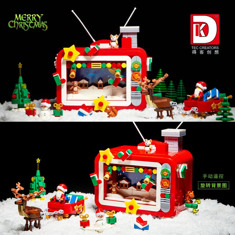 DK 711 non  TRUYỀN HÌNH GIÁNG SINH bộ đồ chơi xếp lắp ráp ghép mô hình Christmas 626 khối