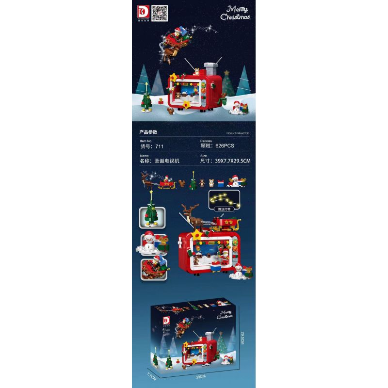 DK 711 non  TRUYỀN HÌNH GIÁNG SINH bộ đồ chơi xếp lắp ráp ghép mô hình Christmas 626 khối
